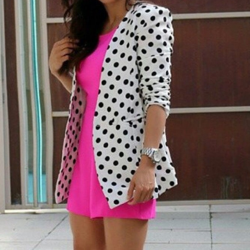 White and Black polka dot blazer - Picture 6 of 6